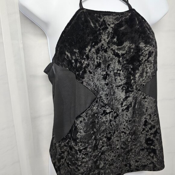 Tobi Black Velvet Sheer Tank Top Y2K Goth Boho Fairy Club Party S - Picture 3 of 12